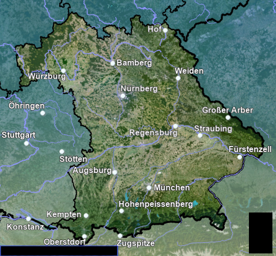 Bayerisches Regenradar vom Deutschen Wetterdienst